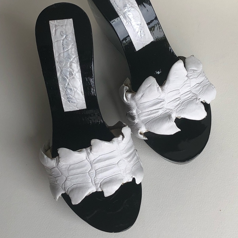 Paola Martini wooden sexy platform wedges.
